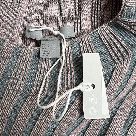 Cos Sleeveless Sweater Tank Ribbed Knit Vest Mock Neck Gray Pink Size Small NEW - Picture 8 of 12